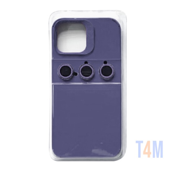 Capa de Silicone com Conjunto de Vidro de Câmera Separado para Apple iPhone 14 Pro Azul